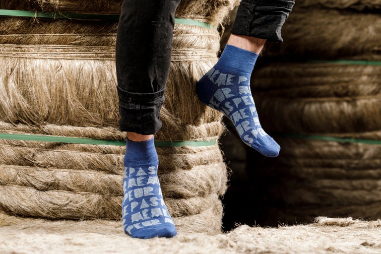 Chaussettes courtes homme bleues fabriquées en France - made in France