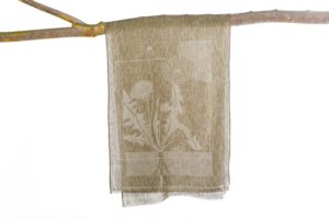 Coton and linen scarf Dendelion / I’m not a noxious weed - Green
