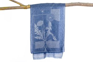 Coton and linen scarf Dendelion / I’m not a noxious weed - Blue