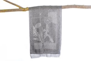 Coton and linen scarf Dendelion / I’m not a noxious weed - Grey