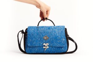 Textile bag in recycled felt granito - water - Adrienne