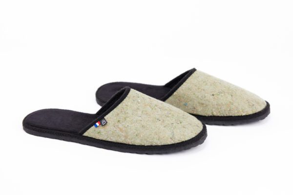 mules chaussons made in france en textiles recyclé. la mode du futur