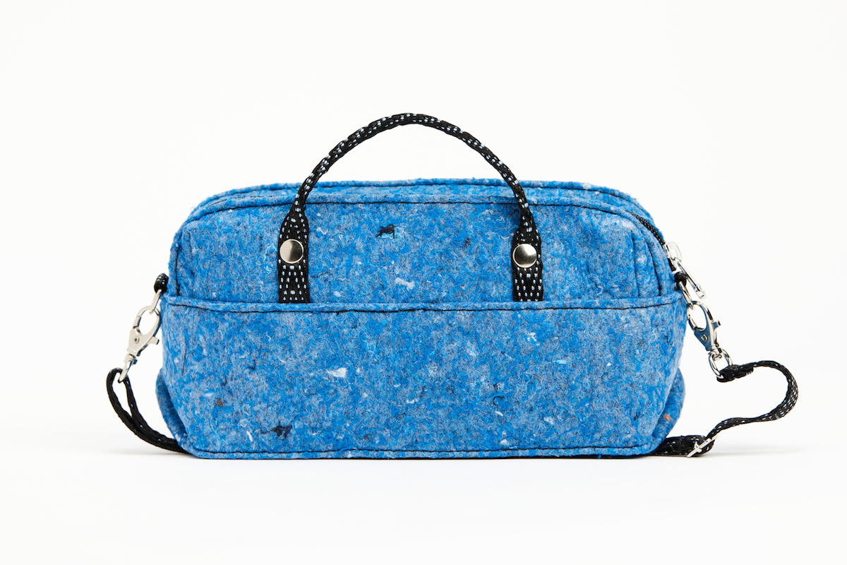 sac à main réalisé à partir de matériaux issus du recyclage. Confection éthique, confection française. maroquinerie alternative.